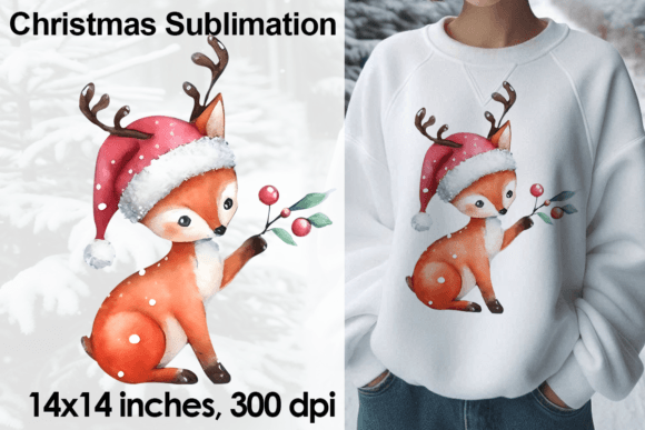 Download Watercolor Christmas Fox Sublimation PNG - Fox Collection