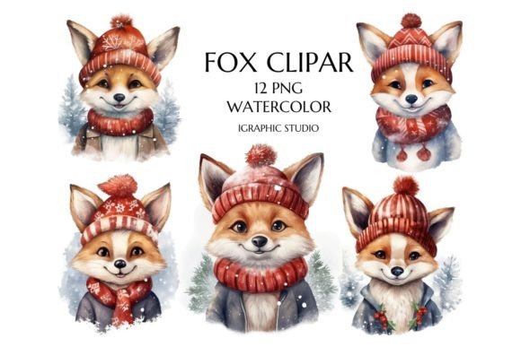 Download Watercolor Christmas Fox Clipart - Fox Collection