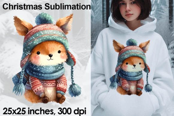 Download Watercolor Christmas Fox Sublimation PNG - Fox Collection