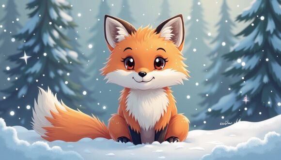 Download 🎄 Glimmering Snow Fox Portrait - Fox Collection
