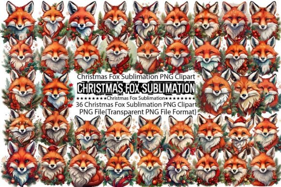 Download Christmas Fox Sublimation Bundle - Fox Collection