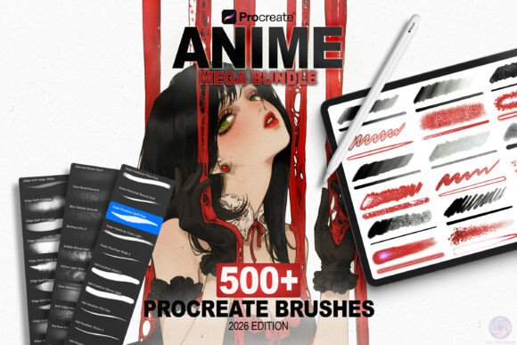 Download 500 Anime Procreate Brushes Mega Bundle - Brush Collection
