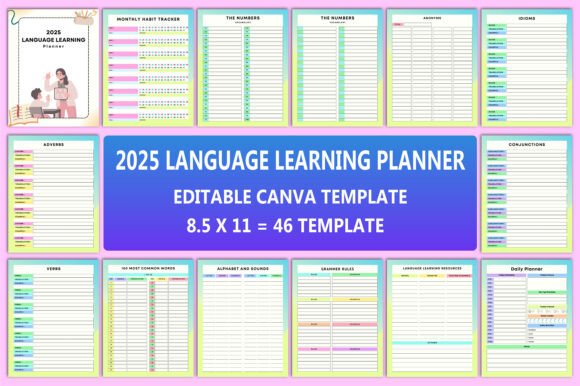Download Editable 2025 Language Learning Planner - Language learning Collection