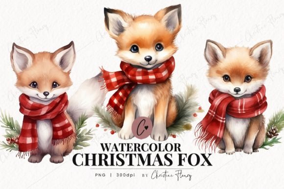 Download Watercolor Christmas Fox Clipart - Fox Collection