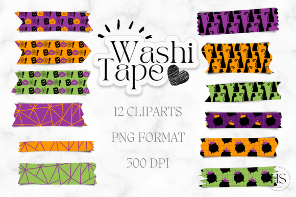Download 12 Happy Halloween Washi Tape PNG Bundle - Tape Collection