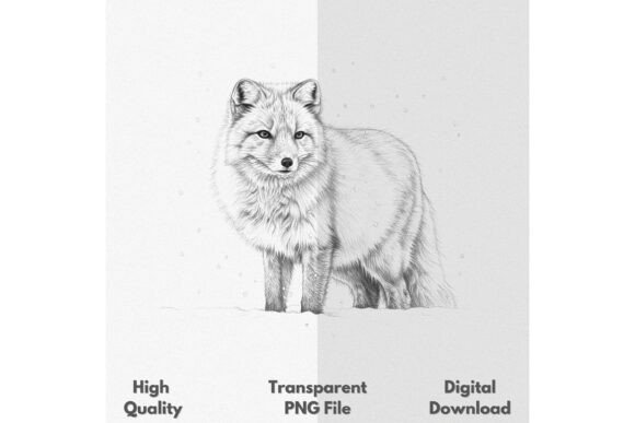 Download Detailed Arctic Fox Snow Scene PNG - Fox Collection