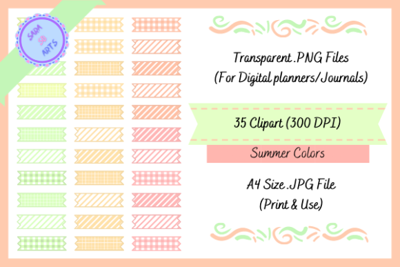 Download Cute Washi Tapes with Summer Colors - Tape Collection