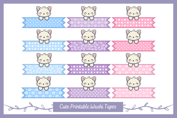 Download Printable Washi Tapes with Cute Cat - Tape Collection