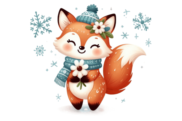 Download Cute Winter Fox PNG Sublimation - Fox Collection