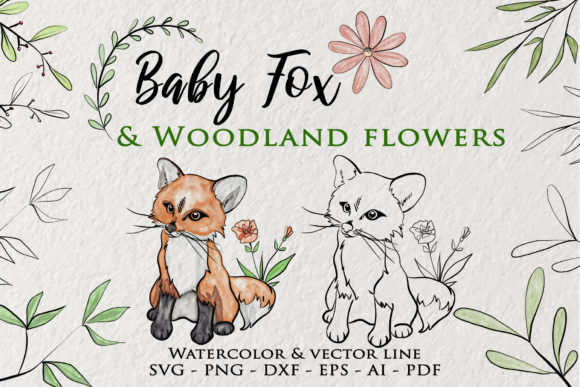 Download Baby Fox Clipart Woodland Flower - Fox Collection