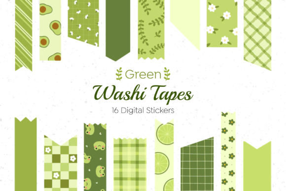 Download Digital Washi Tape Green Set - Tape Collection