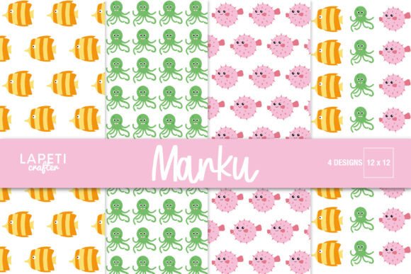 Download Cute Ocean Animals Digital Paper 12x12 - Premium Bundle