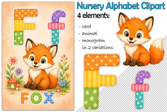Download Alphabet Clipart Letter F, Baby Fox PNG - Fox Collection