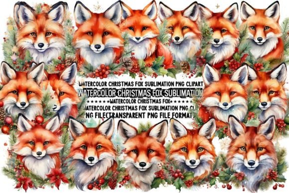 Download Watercolor Christmas Fox Sublimation - Fox Collection