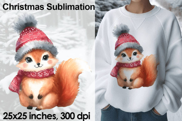 Download Watercolor Christmas Fox Sublimation PNG - Fox Collection
