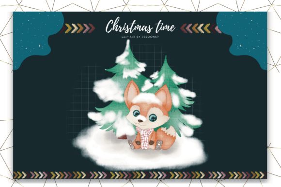Download Watercolour Baby Fox Cristmas Clipart - Fox Collection