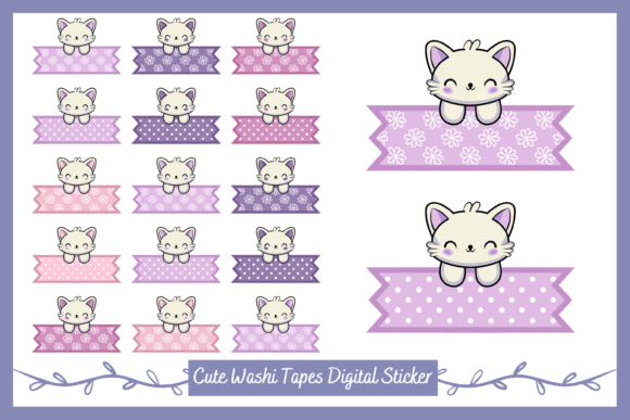 Download Cute Kitten Washi Tapes Digital Stickers - Tape Collection