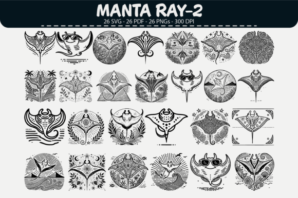 Download Manta Ray Vector Clipart – 26 Designs - Premium Bundle