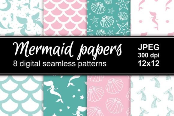 Download Set of Mermaid Sea Patterns - Premium Resources
