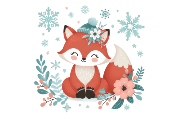 Download Cute Winter Fox PNG Sublimation - Fox Collection