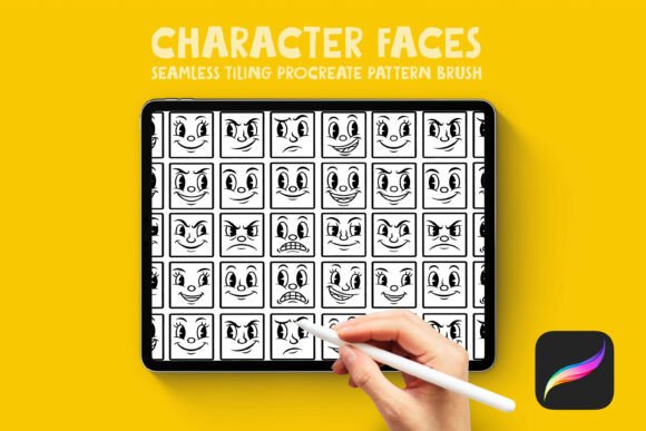 Download Character Faces Procreate Pattern Brush - Brush Collection