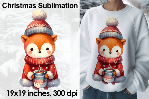 Download Watercolor Christmas Fox Sublimation PNG - Fox Collection