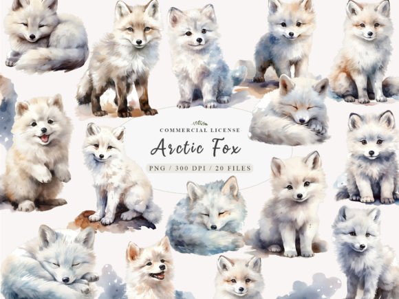 Download Watercolor Arctic Fox Clipart - Fox Collection