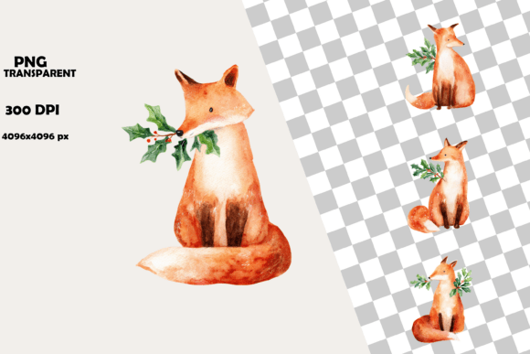 Download Cute Watercolor Fox Christmas Clipart - Fox Collection