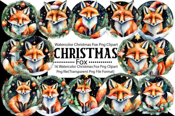 Download Watercolor Christmas Fox Bundle - Fox Collection