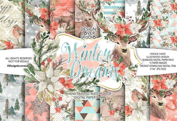Download Winter Dreams Christmas Hand Painted Dig - Paint Collection