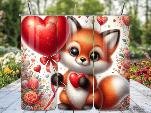 Download Baby Fox Heart Valentine Tumbler Wrap - Fox Collection