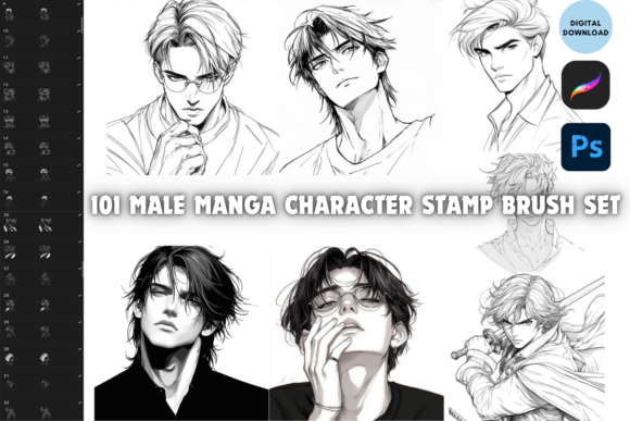 Download Procreate PS Male Character Stamp Brush - Brush Collection