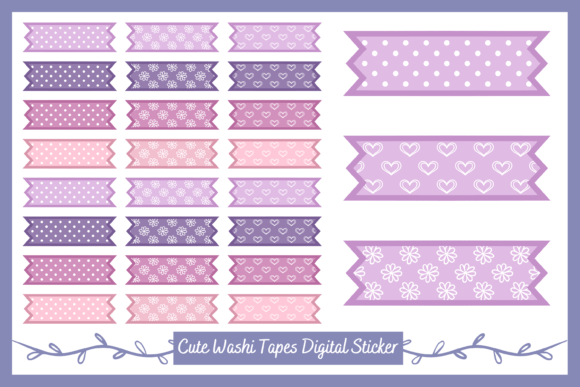 Download Printable Washi Tape Digital Stickers - Tape Collection