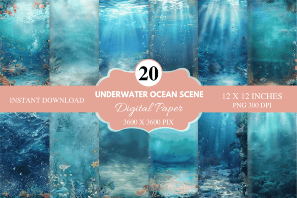 Download Underwater Ocean Scene Digital Paper - Premium Resources