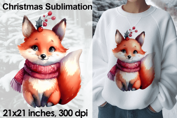 Download Watercolor Christmas Fox Sublimation PNG - Fox Collection